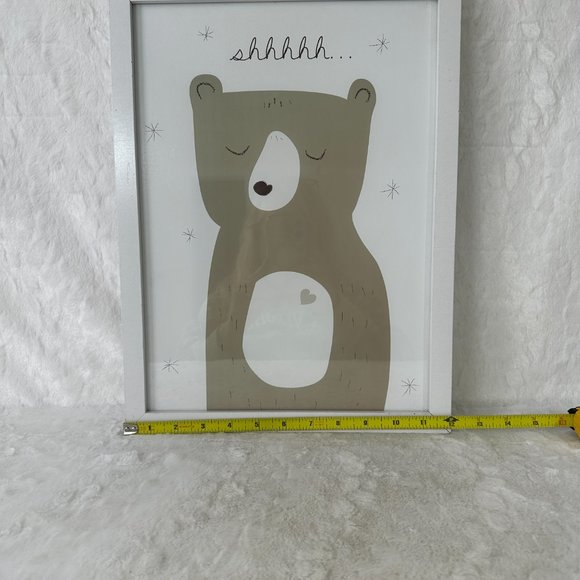 Nursery Wall Decor shhh...little cute bear framed 16x12 Open Road Shabby Chic - Picture 5 of 7